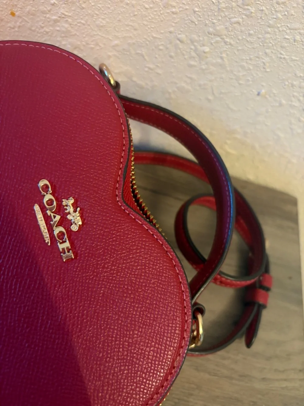 Coach Red Heart Crossbody Bag Purse Gold Hardware